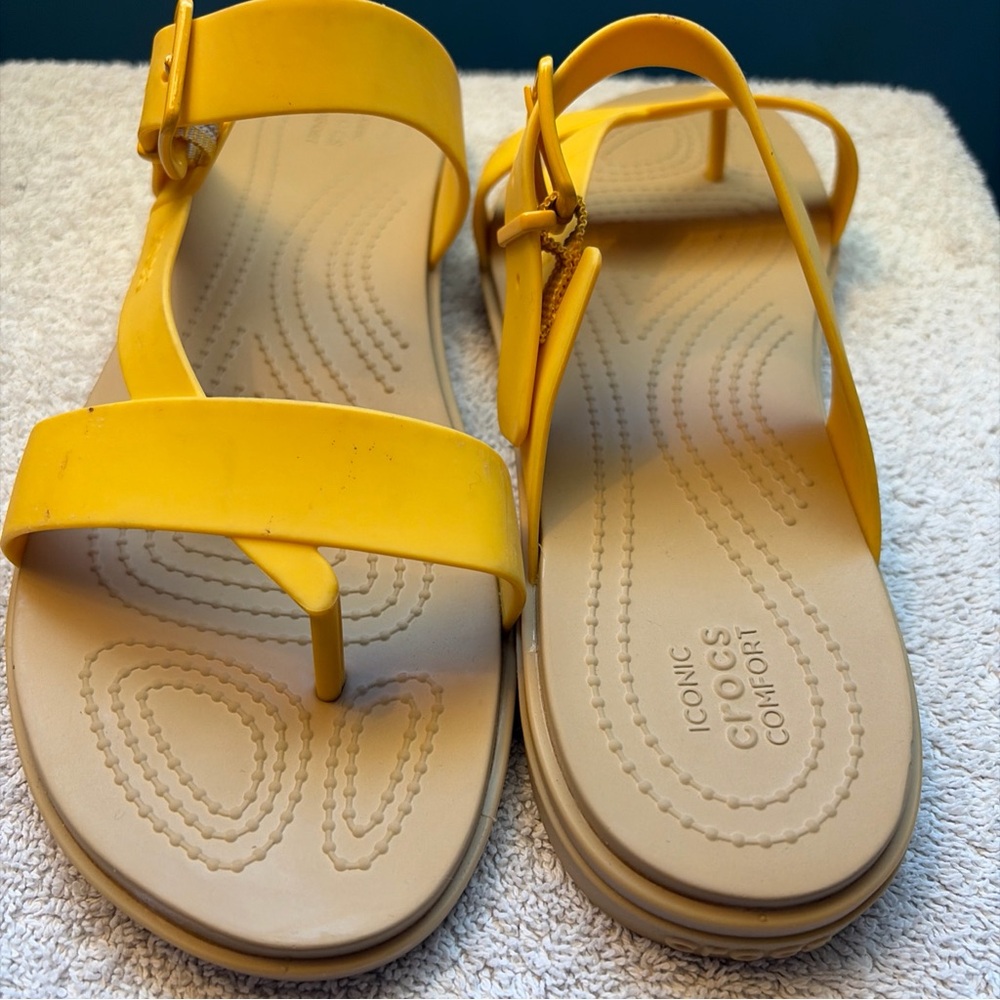 SOLD** CROCS Yellow Sandals. Super lightweight, comfortable perfect for Vacation